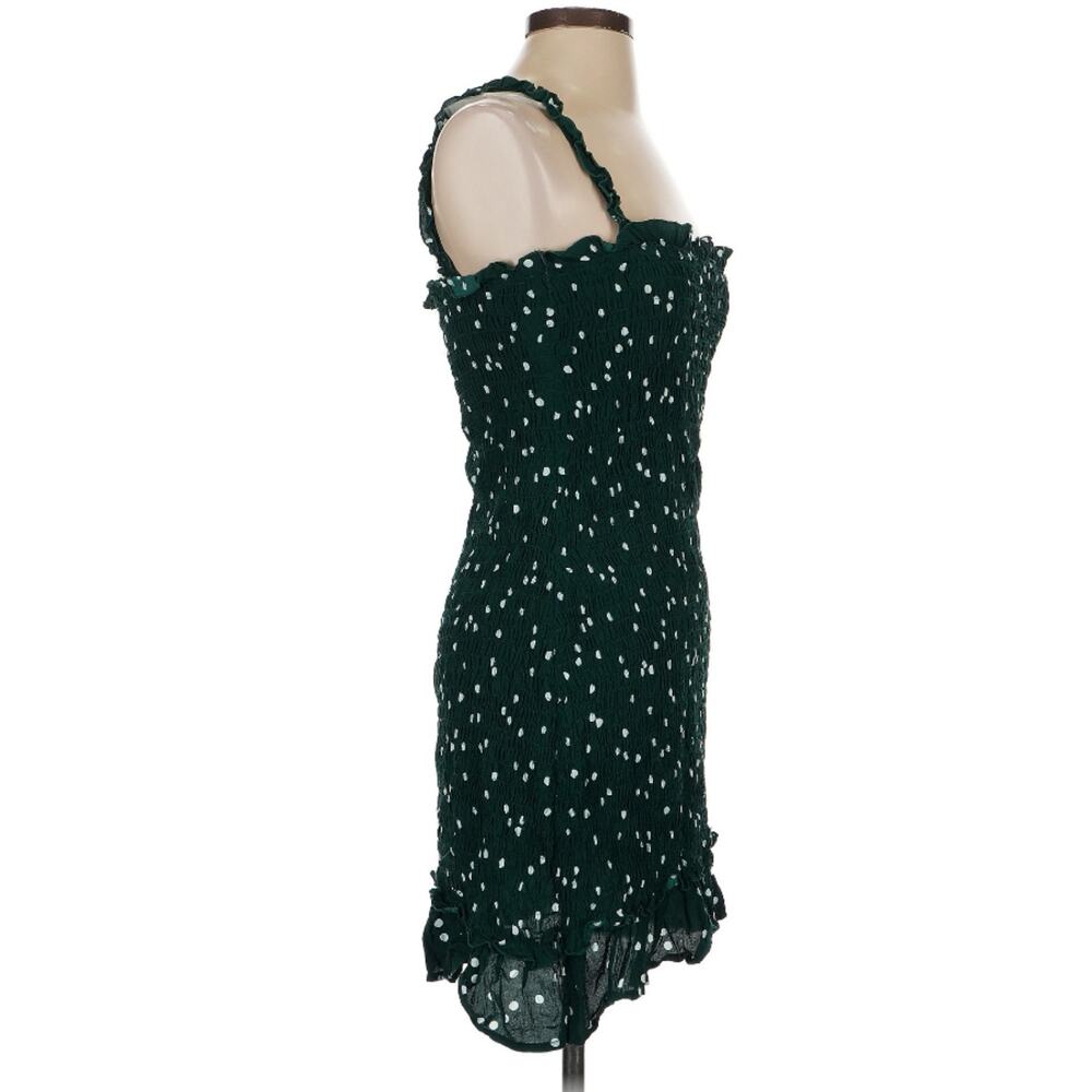 Faithfull The Brand Del Mar Dark Green Smocked Polka Dot Mini Dress M - Picture 6 of 12